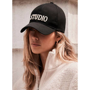 Mint Velvet Black Cotton Studio Logo Cap